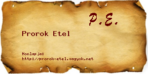 Prorok Etel névjegykártya
